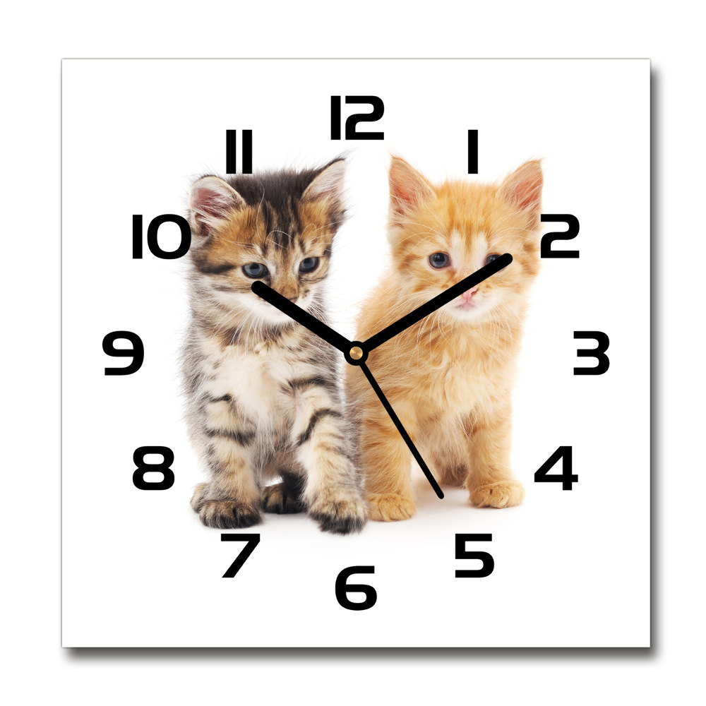 Horloge murale carrée Chat brun et roux