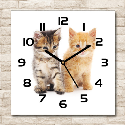 Horloge murale carrée Chat brun et roux