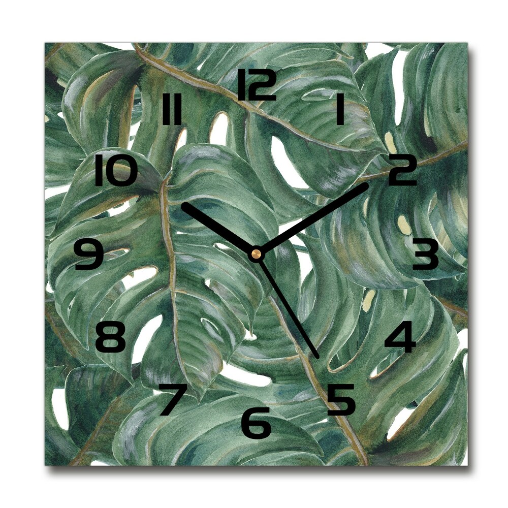 Horloge murale carrée Monstera