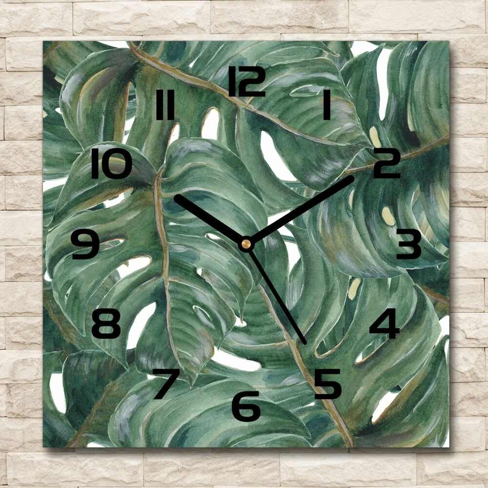 Horloge murale carrée Monstera