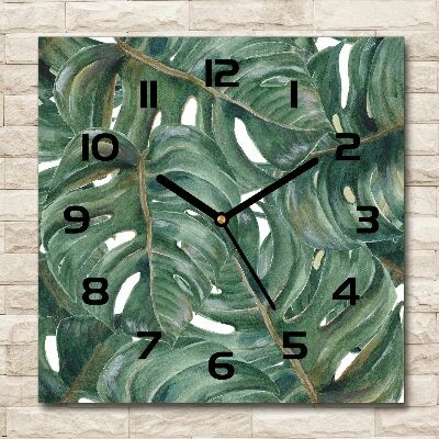 Horloge murale carrée Monstera