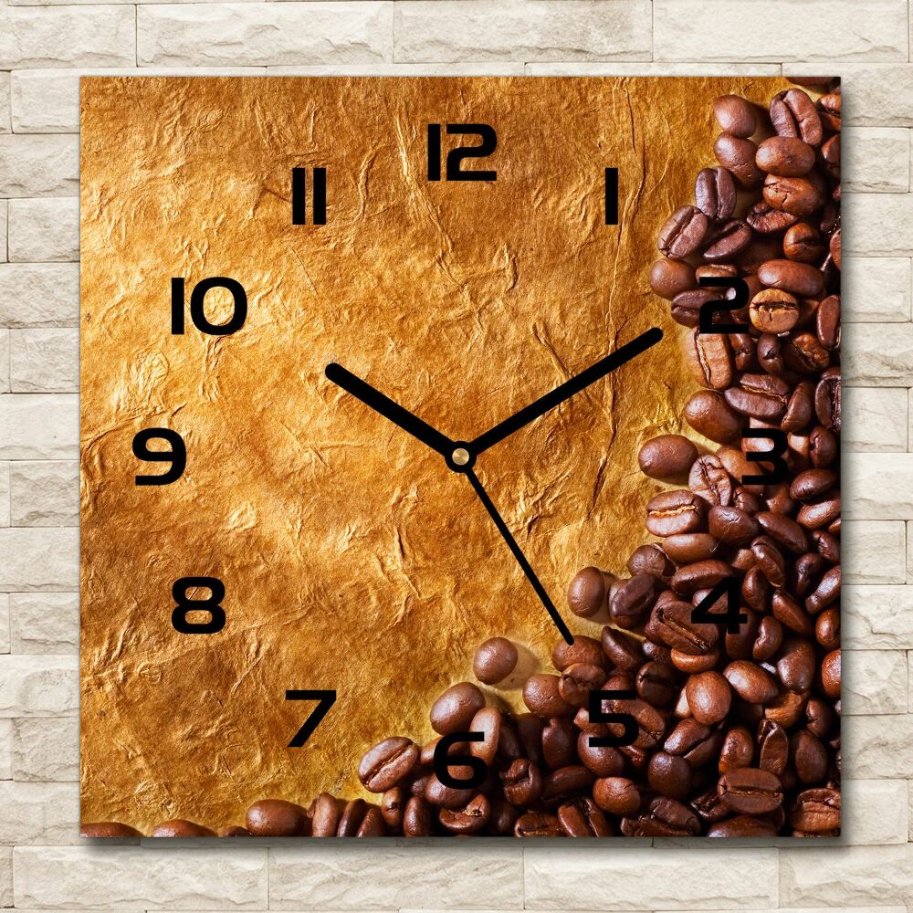 Horloge murale carrée Grains de café