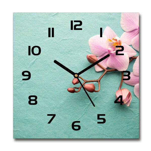 Horloge carrée en verre Orchidée