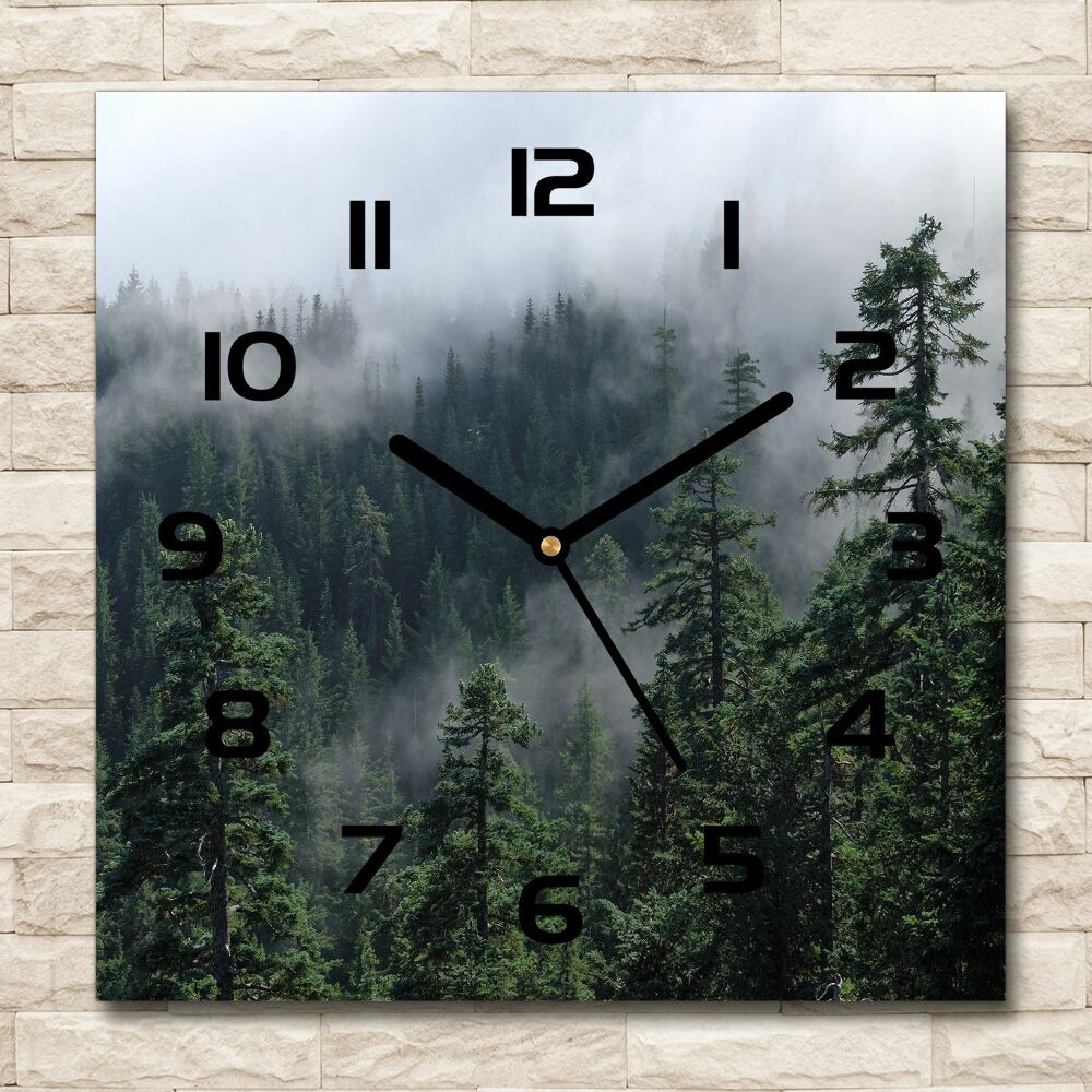 Horloge murale carrée Brume de forêt