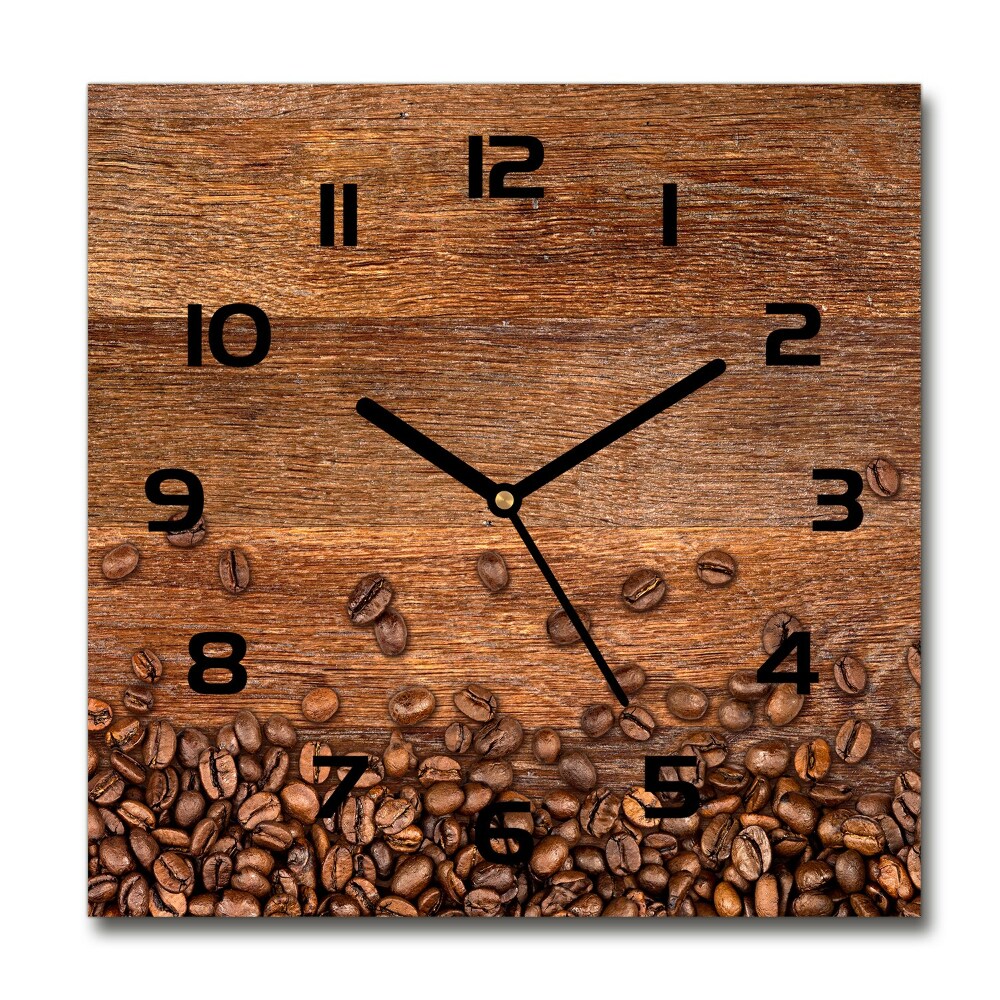 Horloge carrée en verre Grains de café