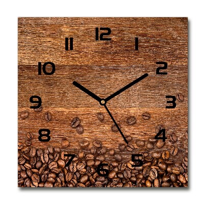 Horloge carrée en verre Grains de café