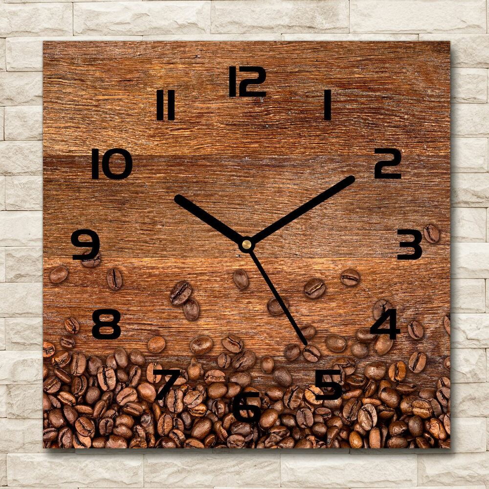 Horloge carrée en verre Grains de café