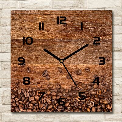 Horloge carrée en verre Grains de café