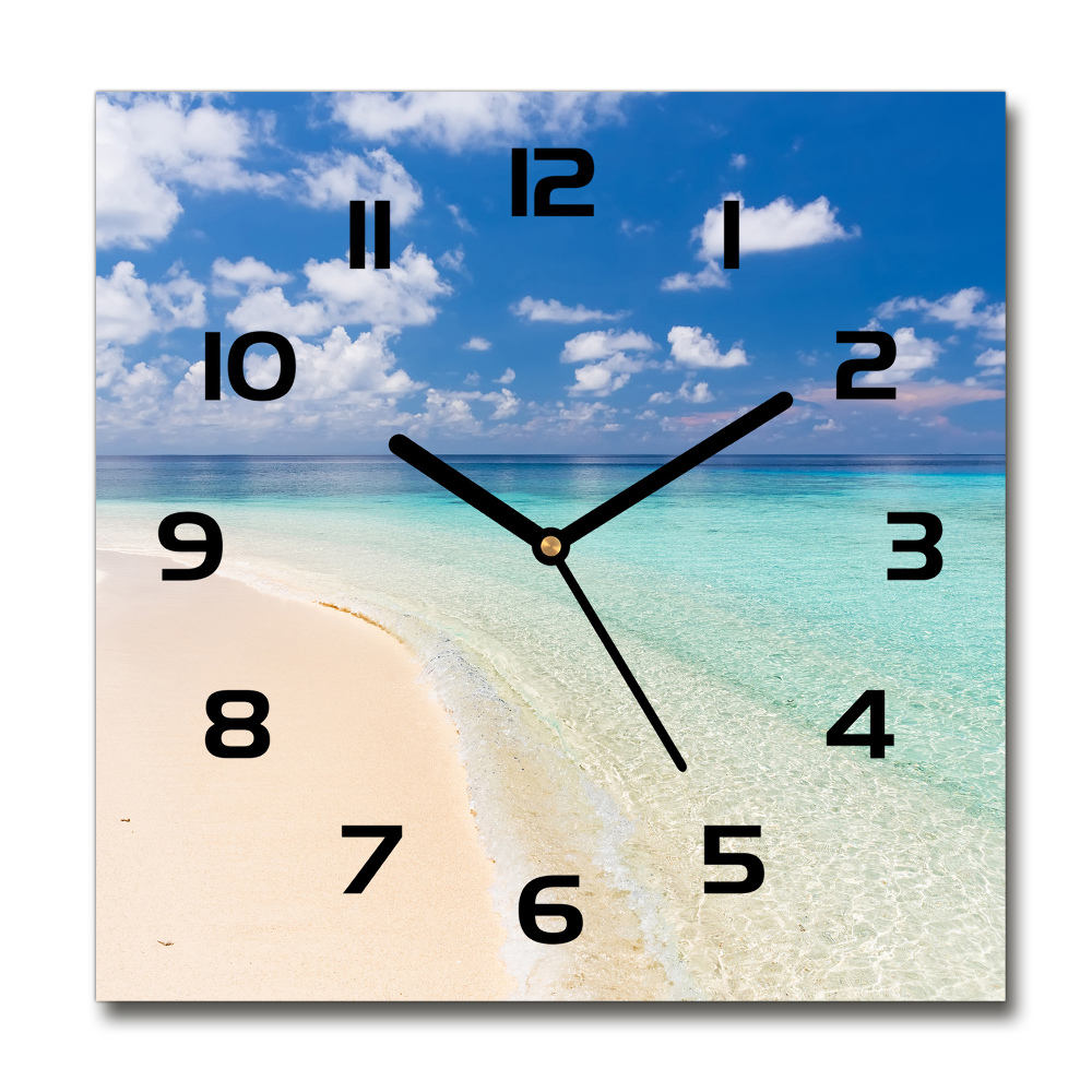 Horloge murale carrée Plage aux Maldives