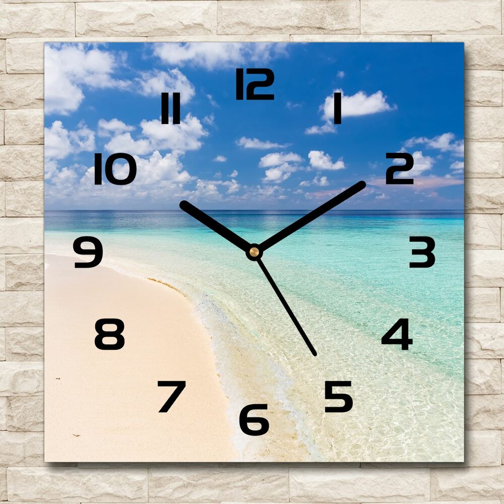 Horloge murale carrée Plage aux Maldives