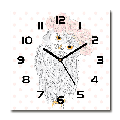 Horloge murale carrée Hibou dans une guirlande