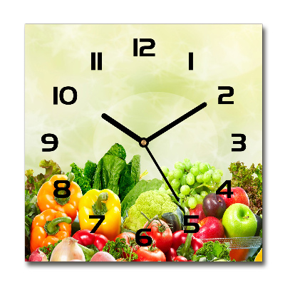 Horloge murale carrée Légumes