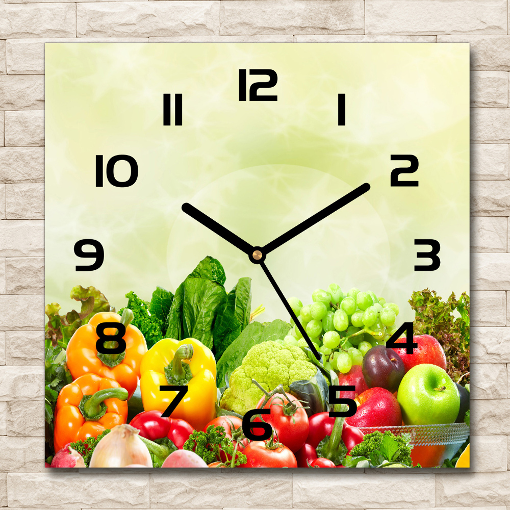 Horloge murale carrée Légumes