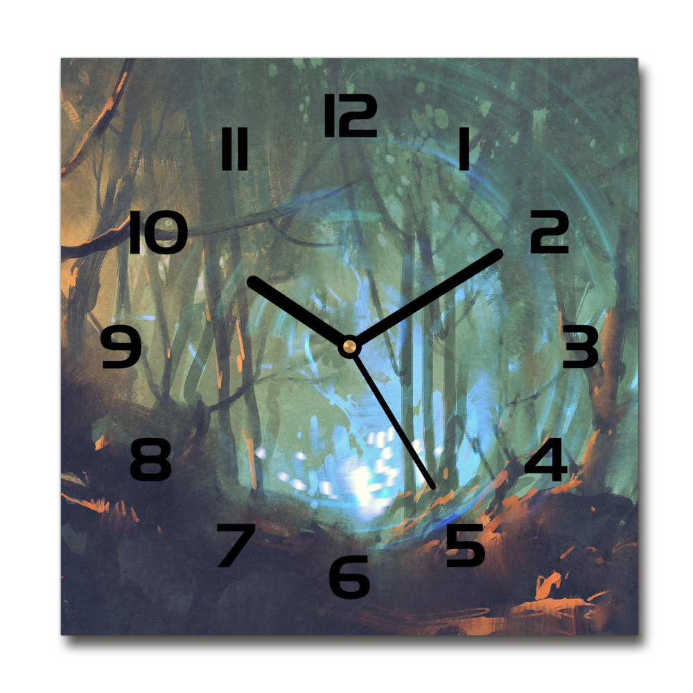 Horloge murale carrée Forêt mystique