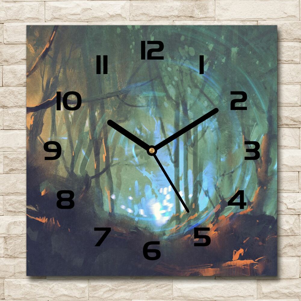 Horloge murale carrée Forêt mystique