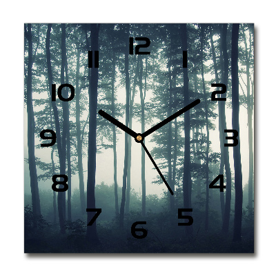 Horloge murale carrée Brume dans la forêt