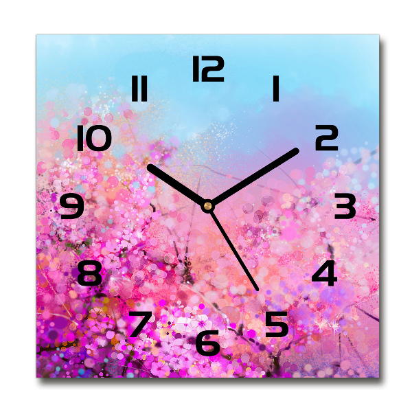 Horloge murale carrée Fleurs de cerisier