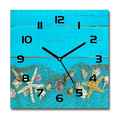 Horloge murale carrée Étoile de mer et coquillages