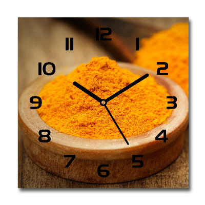 Horloge carrée en verre Épices de curcuma