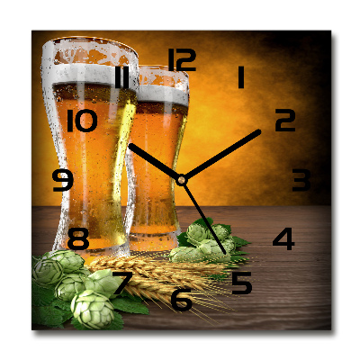 Horloge murale carrée Deux verres de bière