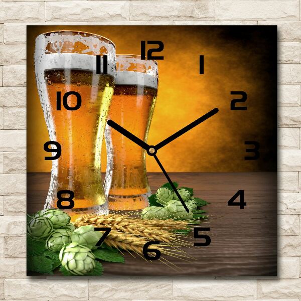 Horloge murale carrée Deux verres de bière