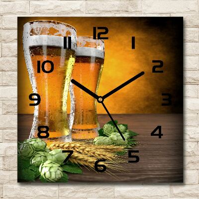 Horloge murale carrée Deux verres de bière