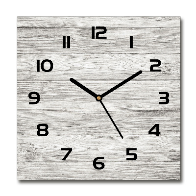 Horloge carrée en verre Fond gris en bois