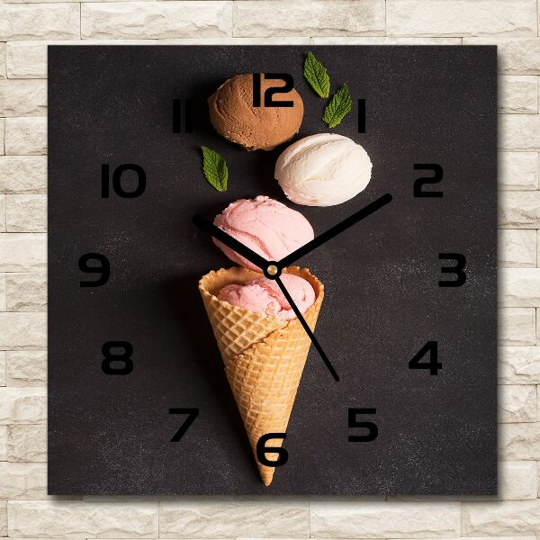 Horloge murale carrée Glace en gaufrette