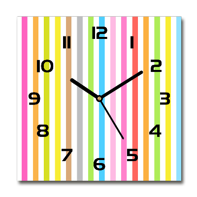 Horloge murale carrée Rayures colorées