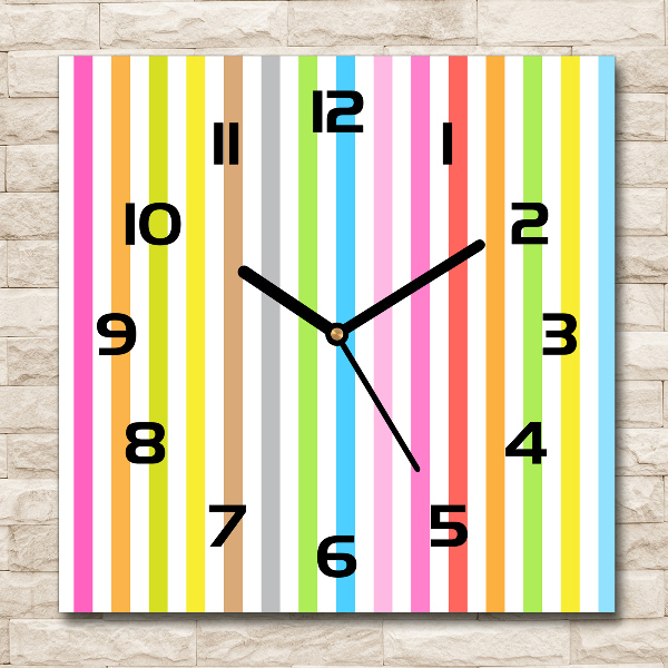 Horloge murale carrée Rayures colorées