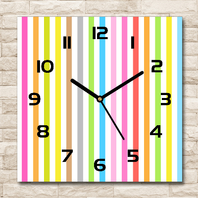 Horloge murale carrée Rayures colorées