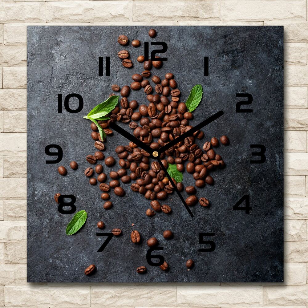 Horloge murale carrée Grains de café sur béton