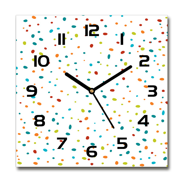 Horloge murale carrée Points colorés