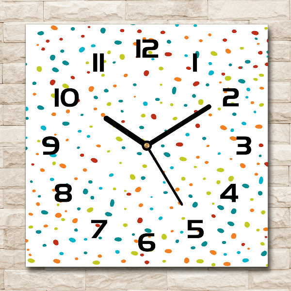 Horloge murale carrée Points colorés