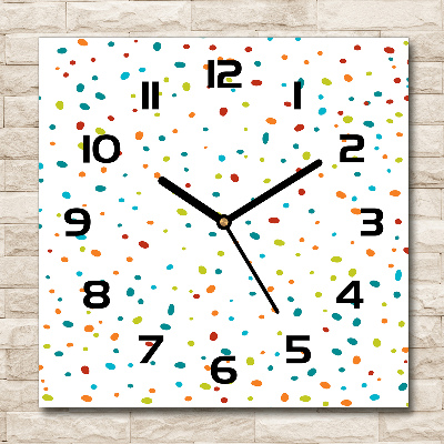 Horloge murale carrée Points colorés