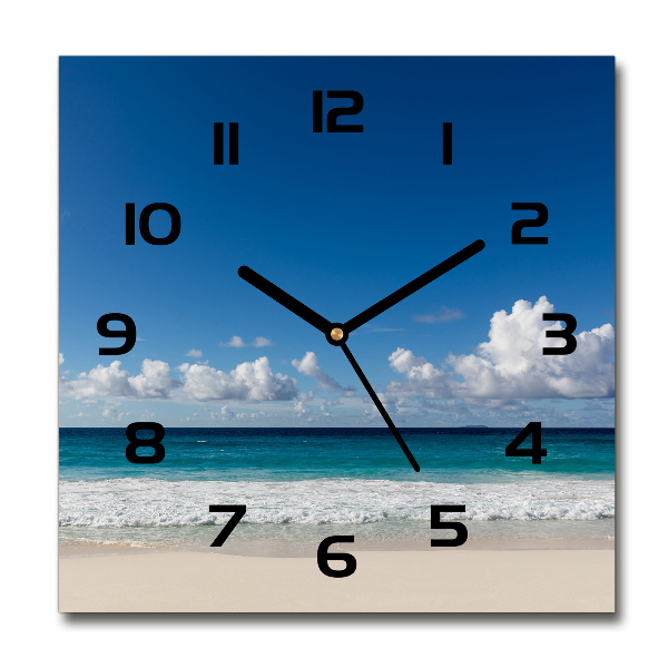 Horloge murale carrée Plage Seychelles