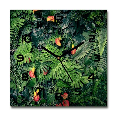 Horloge murale carrée Jungle exotique