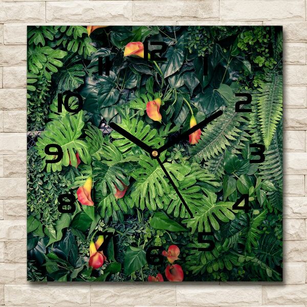 Horloge murale carrée Jungle exotique