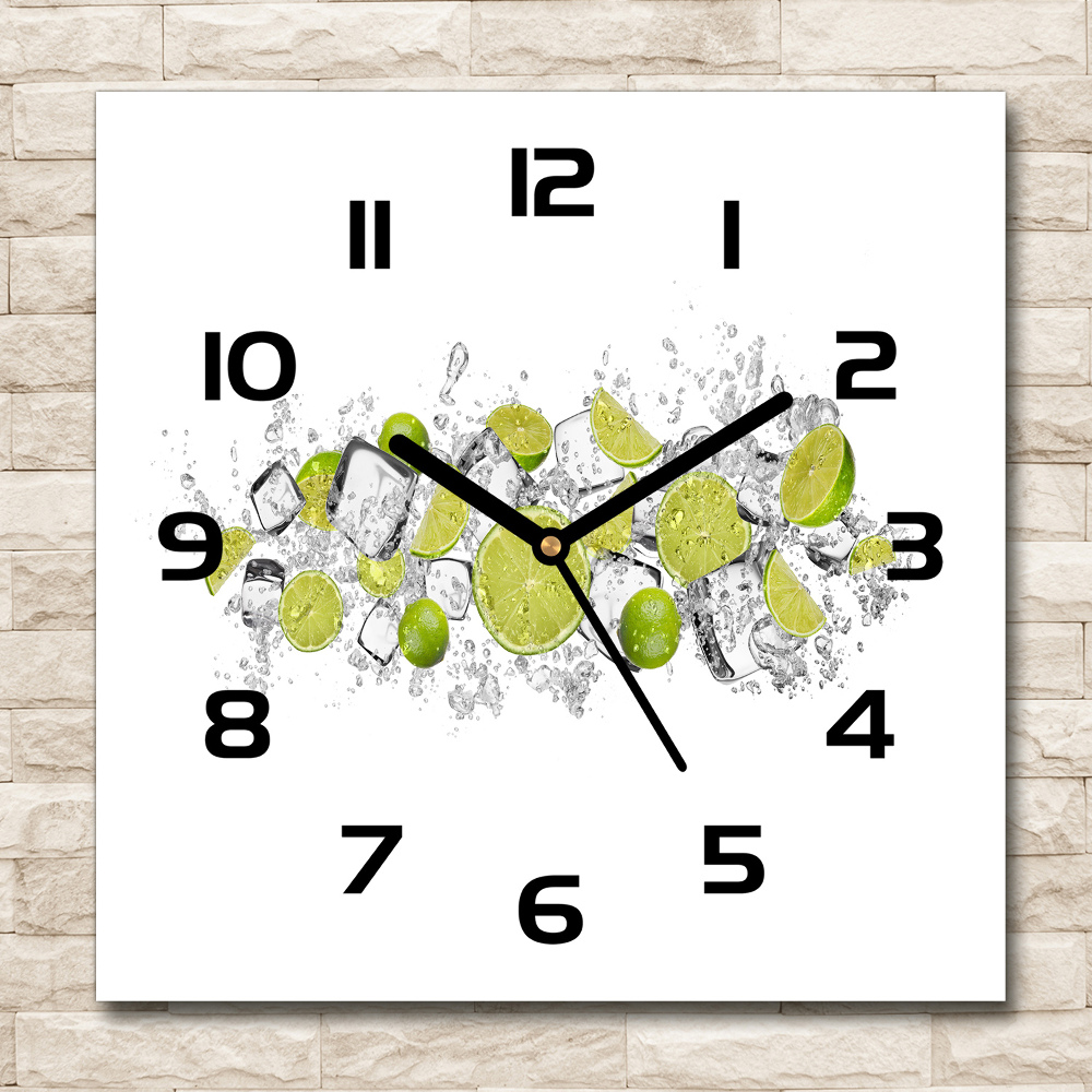 Horloge murale carrée Glaçons au citron vert