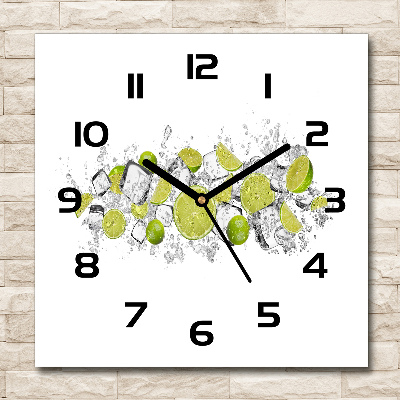 Horloge murale carrée Glaçons au citron vert