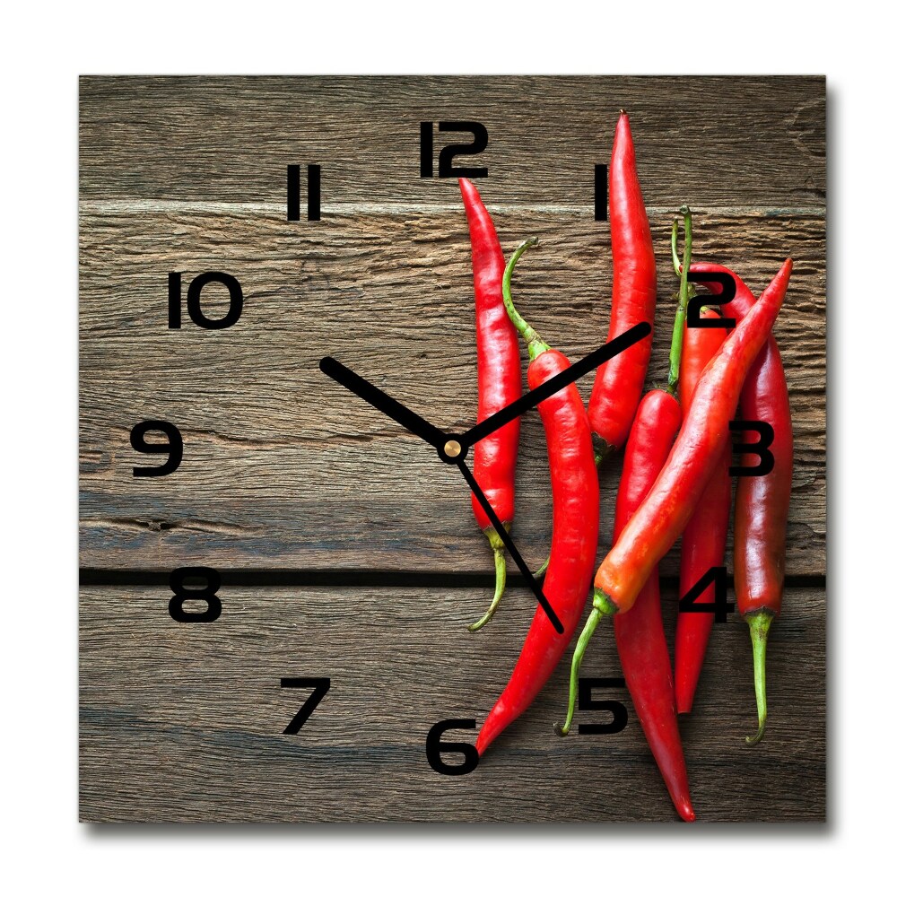 Horloge carrée en verre Piments