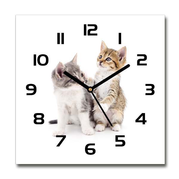 Horloge murale carrée Deux petits chats