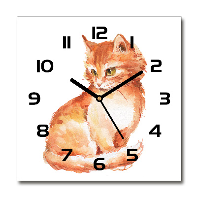 Horloge murale carrée Chat roux