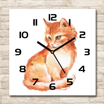 Horloge murale carrée Chat roux