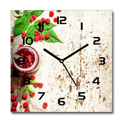 Horloge murale carrée Confiture de framboises