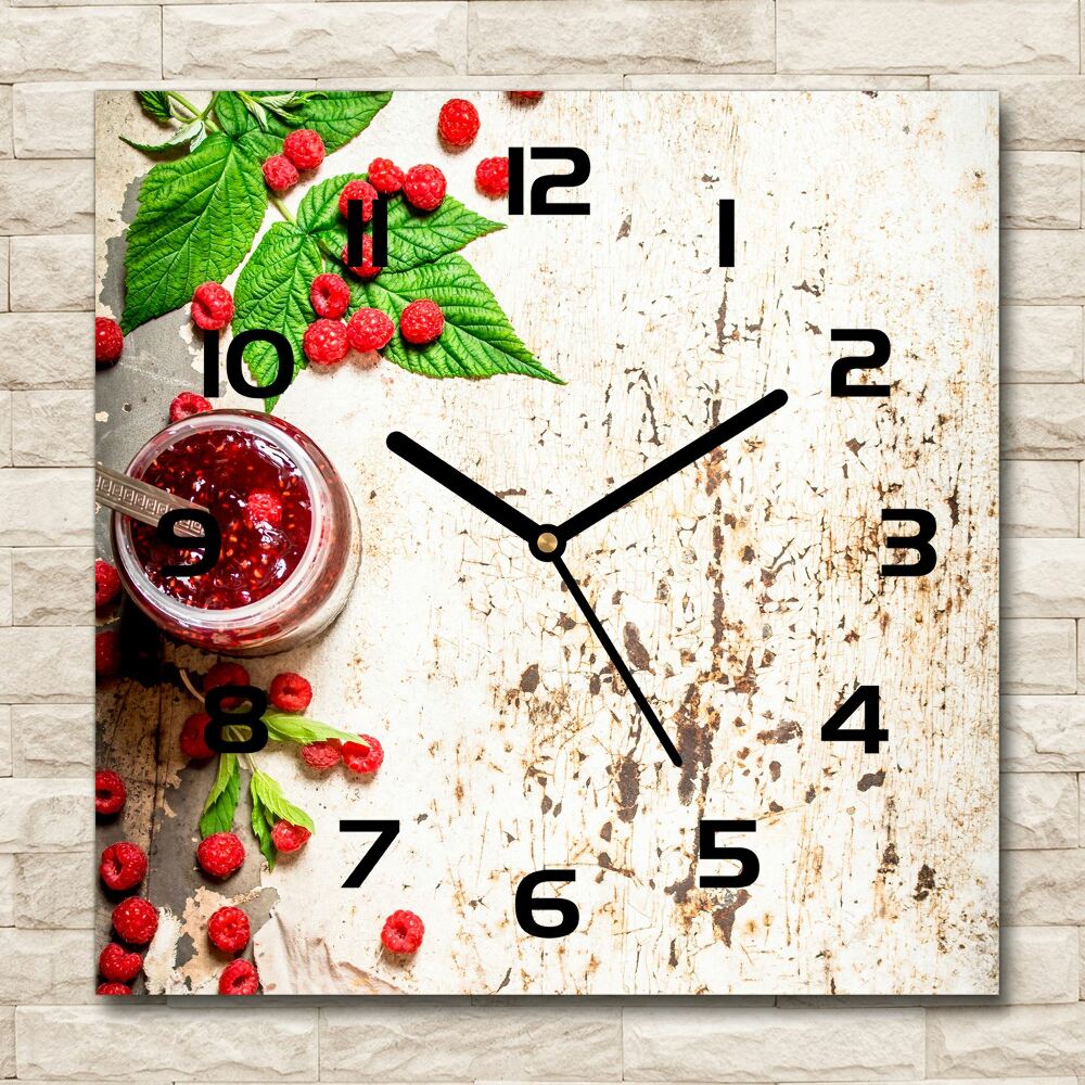 Horloge murale carrée Confiture de framboises