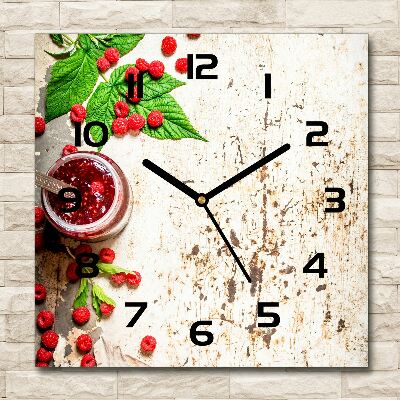 Horloge murale carrée Confiture de framboises