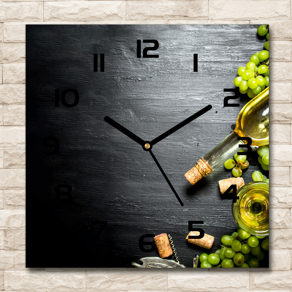 Horloge murale carrée Vin blanc et fruits