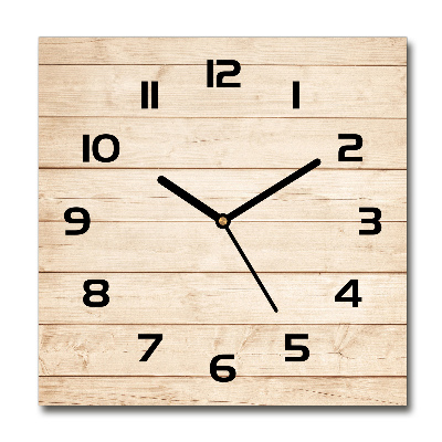 Horloge carrée en verre Fond en bois