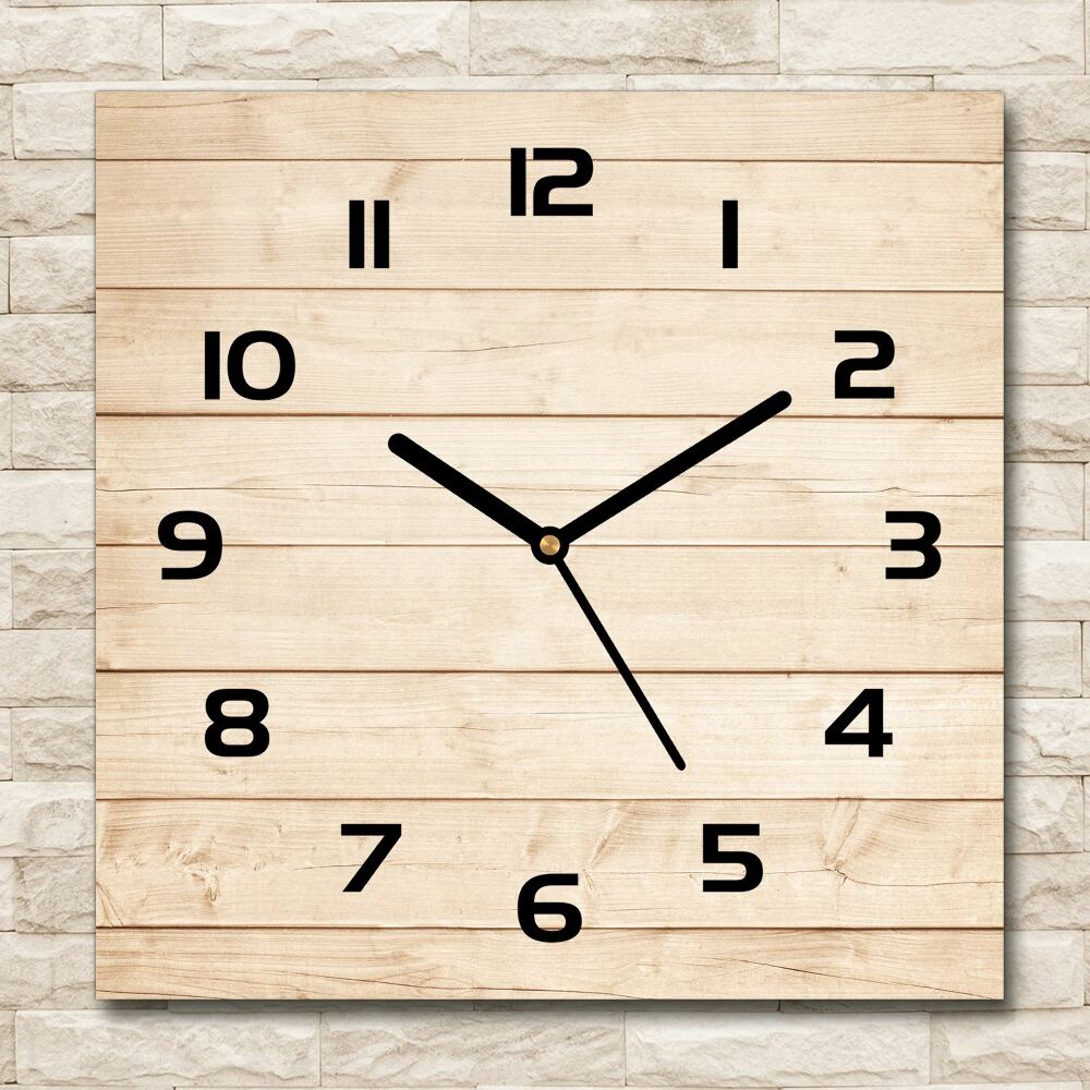 Horloge carrée en verre Fond en bois